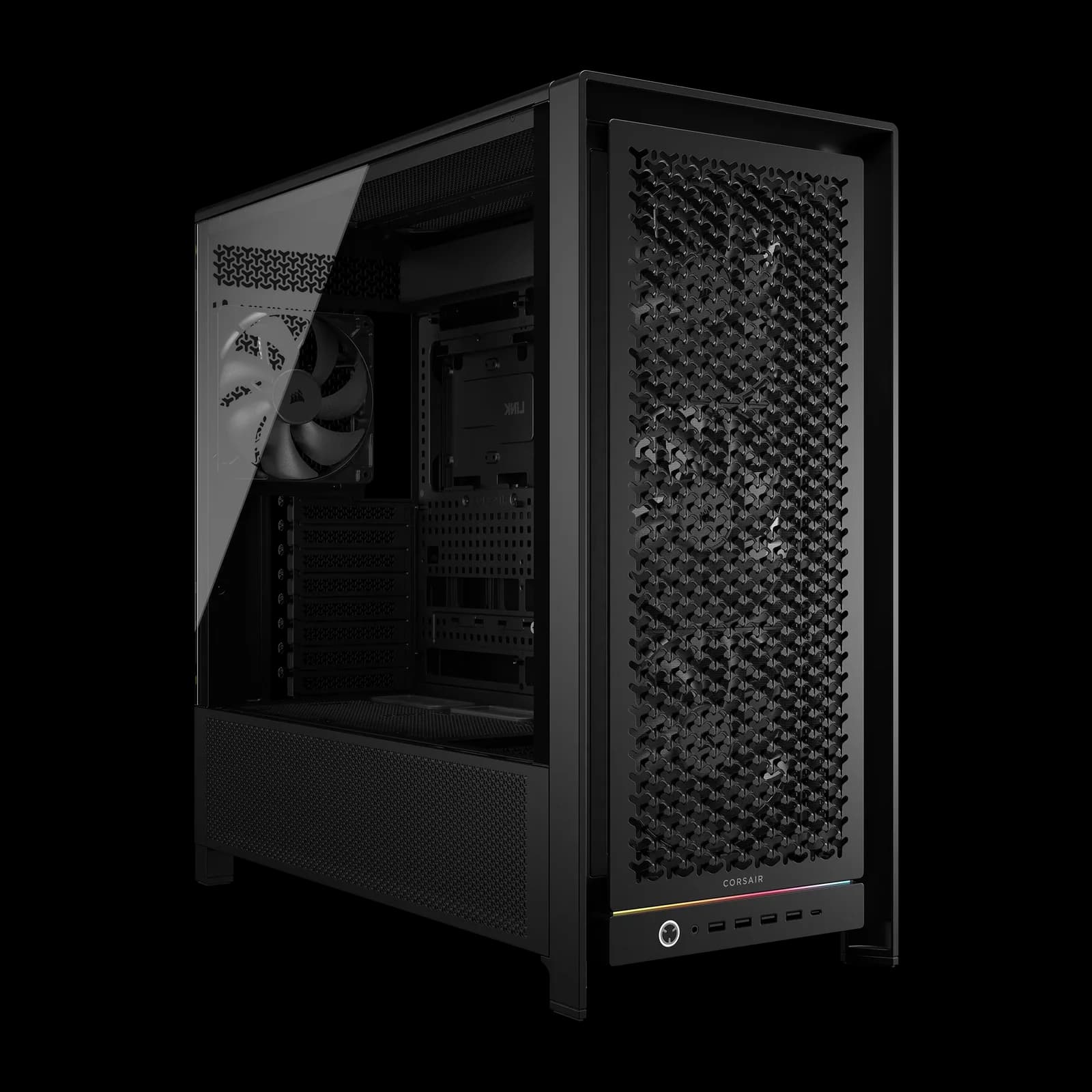 Caja CORSAIR FRAME 5000D RS negra en perspectiva