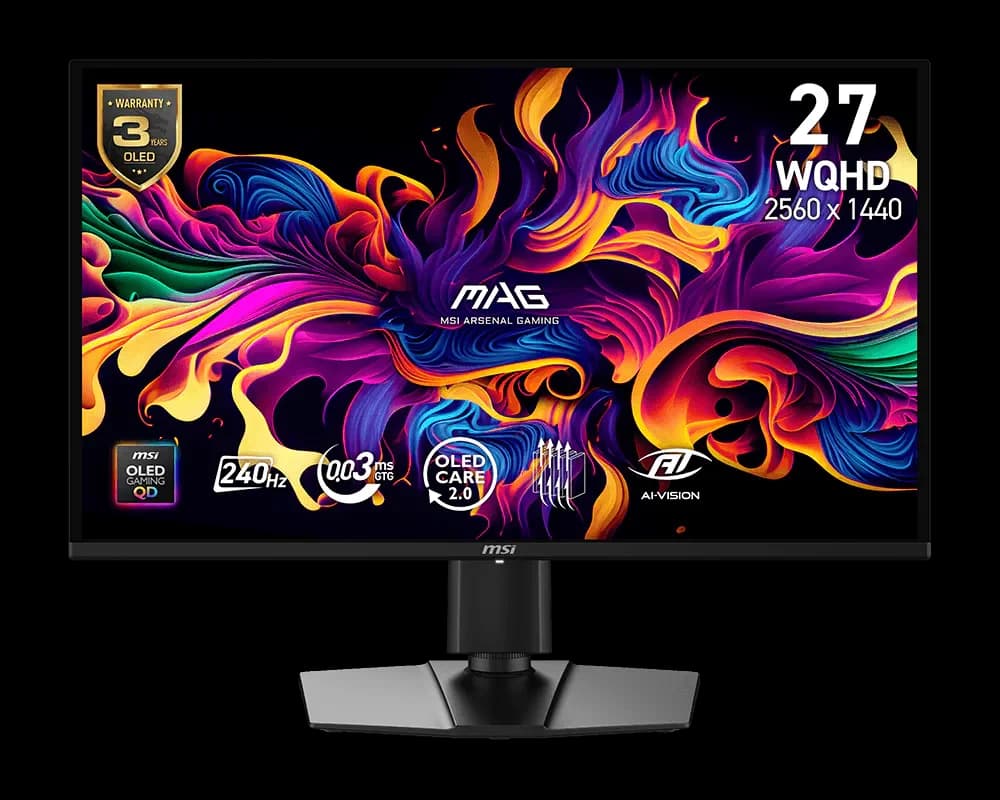 Monitor MSI MAG 274QP QD-OLED X24 de frente