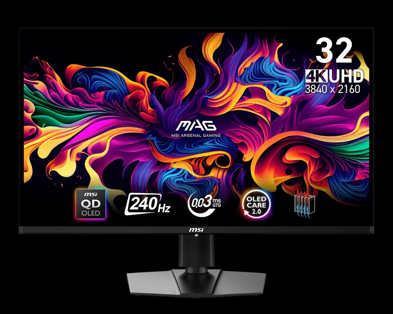 Monitor MSI MAG 321UPX QD-OLED de frente