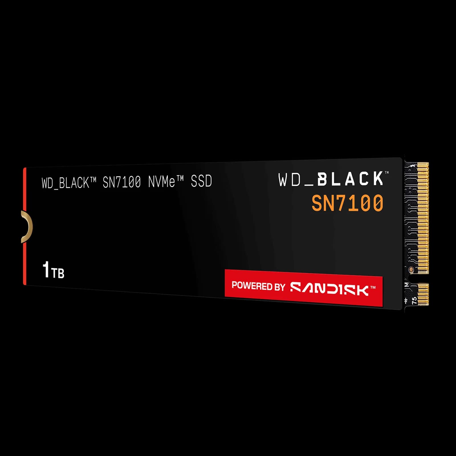 SSD M.2 WD_BLACK SN7100 de 1 TB en ángulo