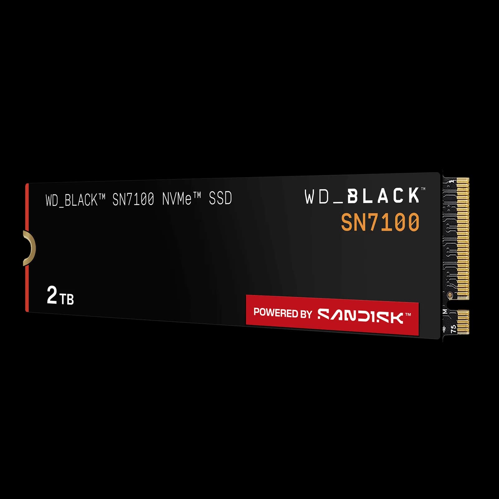 SSD M.2 WD_BLACK SN7100 de 2 TB en ángulo